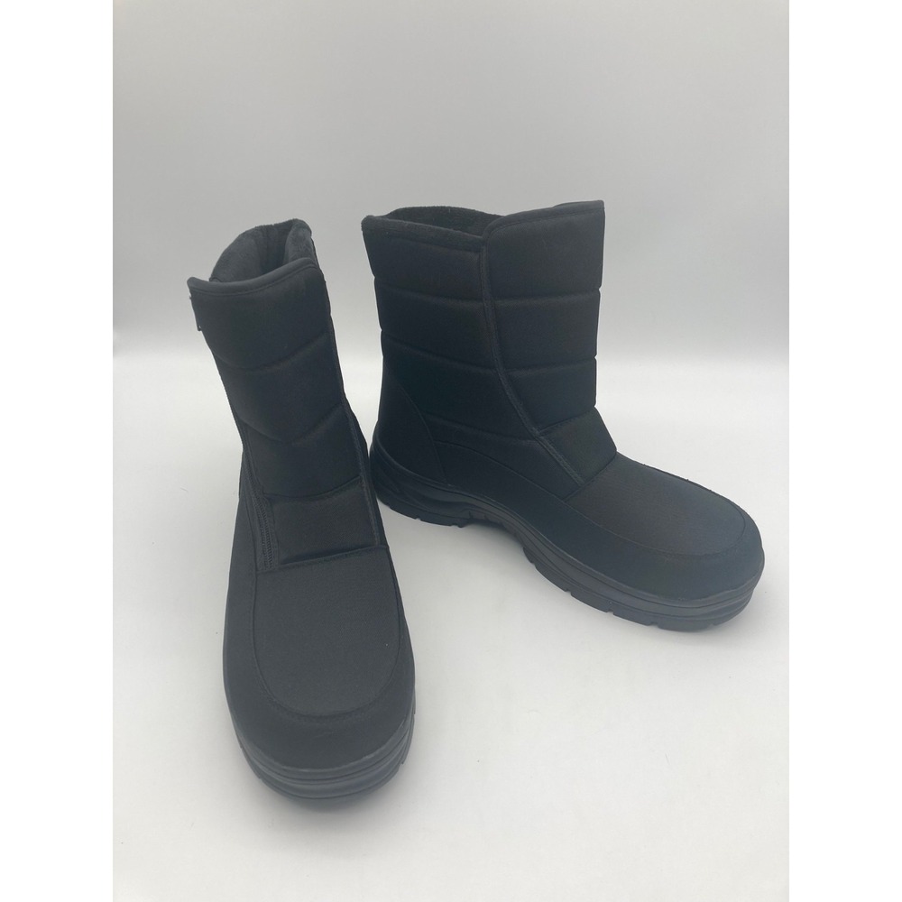 George Mens Size 11 Black Winter Boots 3M Thinsulate 200g Side Zip Snow Boots